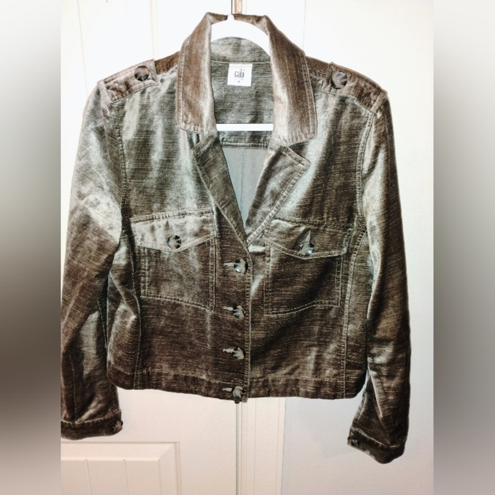 Cabi Velvet Women’s Grey/Taupe  Jean Jacket Doze Medium - Picture 3 of 6